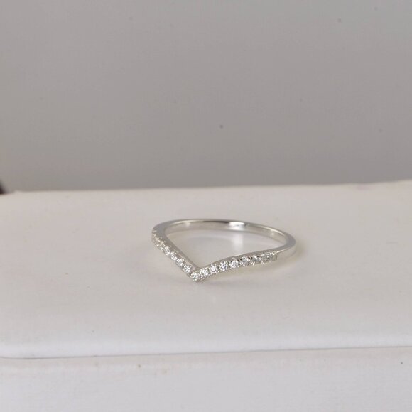 Certified V Band Moissanite Ring Half Eternity Ring - Picture 5 of 8